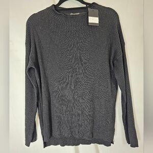 Atm black ribbed long-sleeved boatneck sweater in size Small NWT